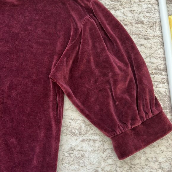 Garnet Hill Moonrise Velour Pullover Velvet Red Women's Top large - Picture 5 of 7